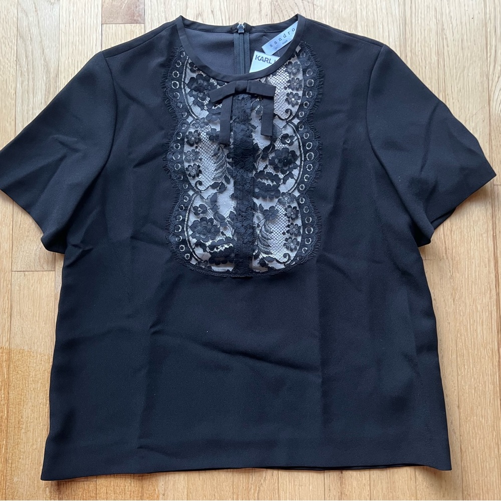 SANDRO SAMPLE BLOUSE / KARL LAGERFELD / SIZE 2 / NWT / BLACK